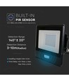30W LED breedstraler met sensor - Samsung LED chip, IP65, zwart, slim, buiten