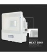 10W Schijnwerper - PIR Sensor, Samsung Chip, 6500K, Wit Behuizing