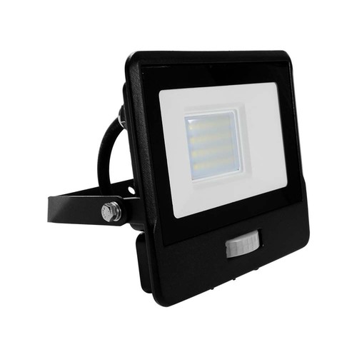 20W LED breedstraler met sensor - Samsung LED chip, IP65, zwart, 1m kabel, koud wit
