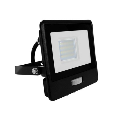 20W LED breedstraler met sensor - Samsung LED chip, IP65, zwart, 1m kabel, koud wit
