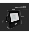20W LED breedstraler met sensor - Samsung LED chip, IP65, zwart, 1m kabel, koud wit