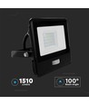 20W LED breedstraler met sensor - Samsung LED chip, IP65, zwart, 1m kabel, koud wit