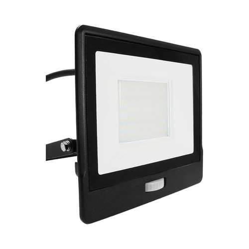 50W LED breedstraler met sensor - Samsung LED chip, IP65, zwart, 6500K, 5 jaar garantie