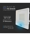 50W breedstraler - PIR-sensor, Samsung-chip, 1m kabel, 4000K, witte behuizing, werklamp