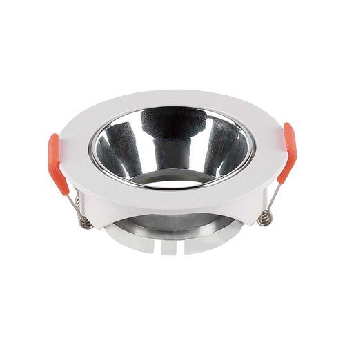 GU10 inbouwspot - Wit met chroom, rond, Ø8,5 cm, gat: Ø7,2 cm, zonder lichtbron