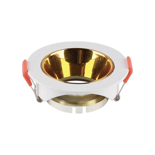 GU10 inbouwspot - Rond, wit/goud, PC kunststof, Gat: Ø7,2 cm, Afmeting: Ø8,5 cm, zonder lichtbron