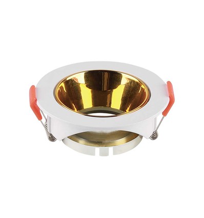 GU10 inbouwspot - Rond, wit/goud, PC kunststof, Gat: Ø7,2 cm, Afmeting: Ø8,5 cm, zonder lichtbron