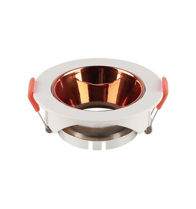 GU10 inbouwspot - Rond, wit met rose gold reflector, IP20, gat: Ø7,2 cm, afmeting: Ø8,5 cm