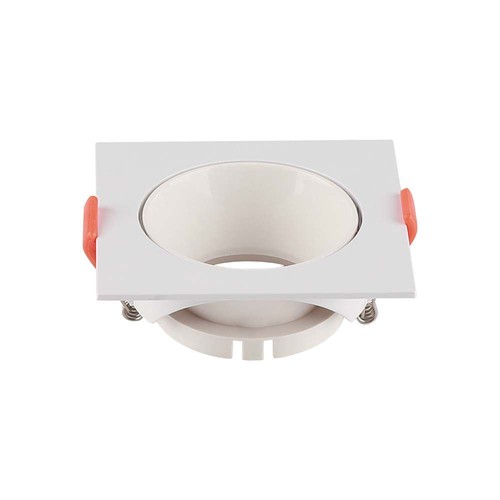 GU10 inbouwspot, vierkant - Wit frame, witte reflector, gat: Ø7,2 cm, zonder lichtbron
