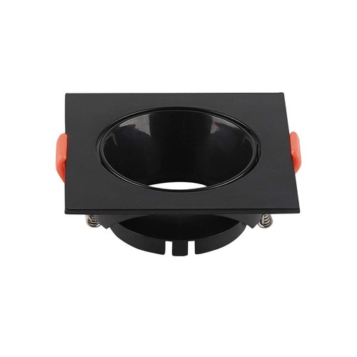 GU10 inbouwspot - Vierkant, zwart frame en reflector, IP20, Gat: Ø7,2 cm, 8,5x8,5 cm, zonder lichtbron