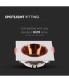 GU10 inbouwspot - Vierkant, wit met rose gold reflector, PC kunststof, gat: Ø7,2 cm, 8,5 x 8,5 cm, IP20 binnenshuis