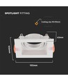 GU10 inbouwspot - Vierkant, wit, 102x102 mm, gat: 95x95 mm, IP20, zonder lichtbron