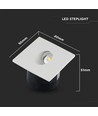 3W vierkante LED inbouwspot voor trappen - 4000K, 270lm, gat: 62mm, afm: 80x80mm