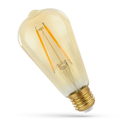 E27 2W LED-lamp - ST64, kooldraad, amberkleurig glas, extra warm