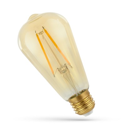 E27 2W LED-lamp - ST64, kooldraad, amberkleurig glas, extra warm