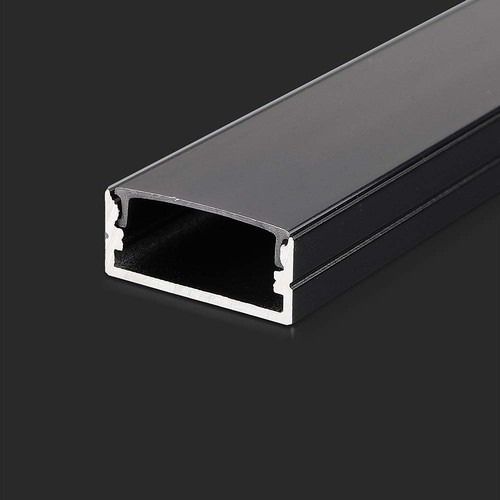 2m zwart aluminium profiel montageset - 23,5x10mm, incl. zwarte afdekking