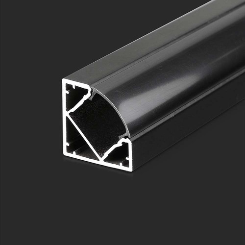 2m hoek aluminium profiel voor LED strips - Zwart, incl. zwarte afdekking, 19x19mm