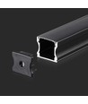 2m Zwart Alu-profiel voor LED Strips - Incl. Zwart Deksel en Eindkappen