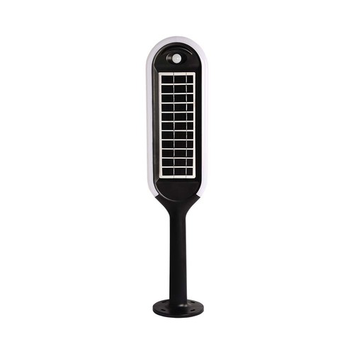 5W LED tuinlamp met zonne-energie en sensor - IP65, 70cm hoogte, spies/voet, 4000K, zwart/wit, 360 graden lichtopbrengst