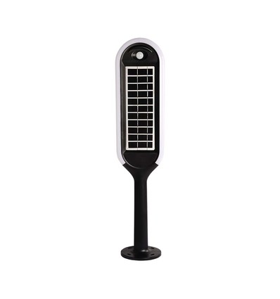 5W LED tuinlamp met zonne-energie en sensor - IP65, 70cm hoogte, spies/voet, 4000K, zwart/wit, 360 graden lichtopbrengst