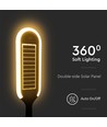 5W LED tuinlamp met zonne-energie en sensor - IP65, 70cm hoogte, spies/voet, 4000K, zwart/wit, 360 graden lichtopbrengst