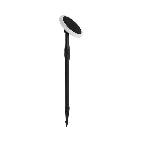 2 st. 3W LED tuinlamp op zonne-energie - IP65, 2-in-1 spies of voet, in hoogte verstelbaar 42-80cm, zwart/wit, incl. batterij