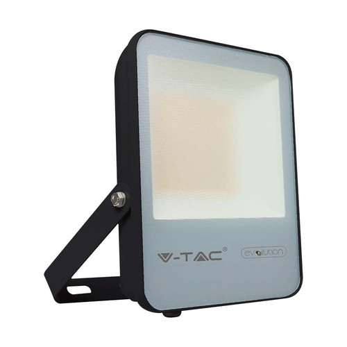50W LED Schijnwerper - 6400K Zwarte Behuizing, Grijs Glas, 185lm/W