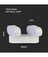 2x5W LED Wandlamp - Verstelbare richting, Buiten IP65, 3000K, Wit, Behuizing