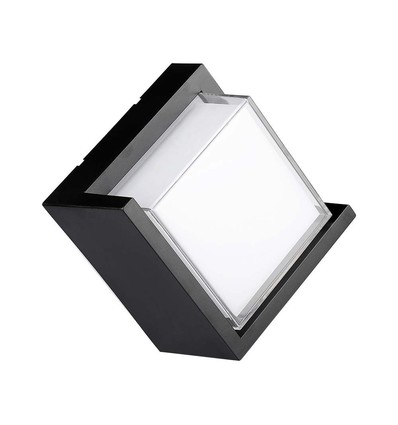 12W LED wandlamp, vierkant zwart frame - IP65, 1160-1200lm, binnen / buiten, incl. lichtbron