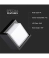 12W LED wandlamp, vierkant zwart frame - IP65, 1160-1200lm, binnen / buiten, incl. lichtbron