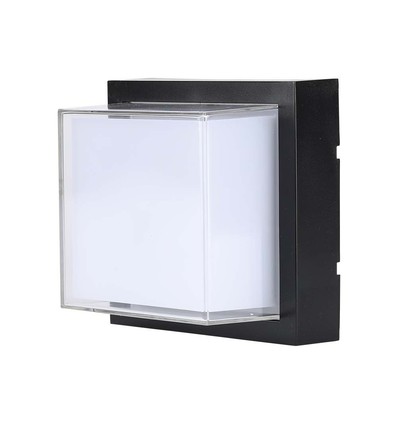 12W vierkante LED wandlamp, zwart - 4000K, 1200lm, IP65, binnen / buiten