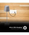 3W oplaadbare LED tafellamp, touch dimbaar - 5V, Grijs, 3000K, 4000mAh batterij, ijzer