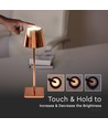 3W oplaadbare LED tafellamp, goud - Touch dimbaar, 4000K, 4000mAh batterij, 8-10 uur brandtijd