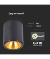 GU10 opbouwspot - Zwart, rond, IP20 binnen, zonder lichtbron