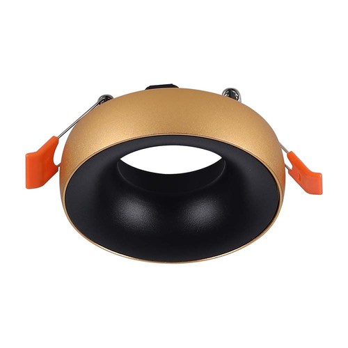 GU10 inbouwspot - Rond, gouden rand, zwarte reflector, IP20, aluminium, zaagmaat: Ø60mm, zonder lichtbron
