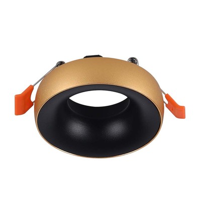 GU10 inbouwspot - Rond, gouden rand, zwarte reflector, IP20, aluminium, zaagmaat: Ø60mm, zonder lichtbron