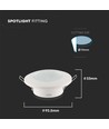 GU10 inbouwspot - Rond, wit, IP44, PC kunststof, gat: Ø7 cm, afm: Ø9,2 cm