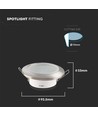 GU10 inbouwspot - Satijn nikkel, rond, IP44, gat: Ø7,0 cm, afm: Ø9,2 cm