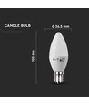 B15 5,5W dimbare LED kaarslamp - Samsung LED chip, 3000K, warm wit, vervangt 40W