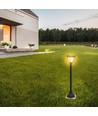2W LED solar tuinlamp met spies - Zwart, 3-in-1 CCT, bewegingssensor, IP65, hoogte 93cm, aluminium
