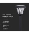 2W LED solar tuinlamp met spies - Zwart, 3-in-1 CCT, bewegingssensor, IP65, hoogte 93cm, aluminium