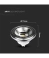 GU10 12W dimbare AR111 LED lamp - RA90, 6400K, 40 graden, 1031lm