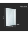 35W LED spiegel met verlichting, 70x50cm - Rechthoekig, chroom finish, 6400K, witte rand