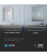 35W LED spiegel met verlichting, 70x50cm - Rechthoekig, chroom finish, 6400K, witte rand