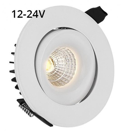 6W Ø9cm inbouwspot dimbaar RA90 - 12-24V, gat: Ø7,5 cm, afmetingen: Ø9 cm, witte rand