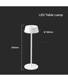 2W oplaadbare LED tafellamp, wit - IP54, touch dimbaar, 5V, warm wit, tot 10 uur batterij