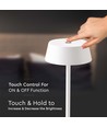 2W oplaadbare LED tafellamp, wit - IP54, touch dimbaar, 5V, warm wit, tot 10 uur batterij