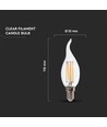 E14 4W LED filament kaarslamp met tip - 400lm, 4000K, koud wit