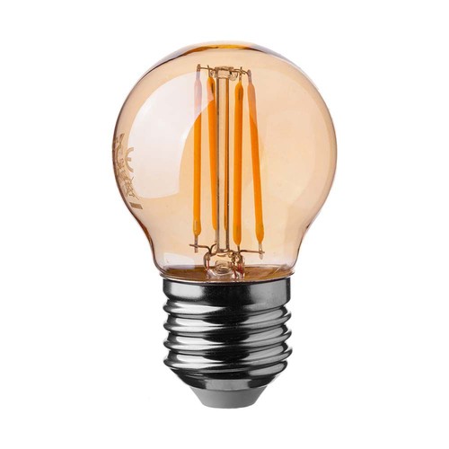 E27 4W LED kaarslamp - G45, filament, 2200K, amberkleurig