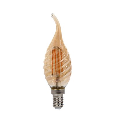E14 4W Filament LED kogellamp - Candle tip, amber glas, 2200K, Ø3,5cm